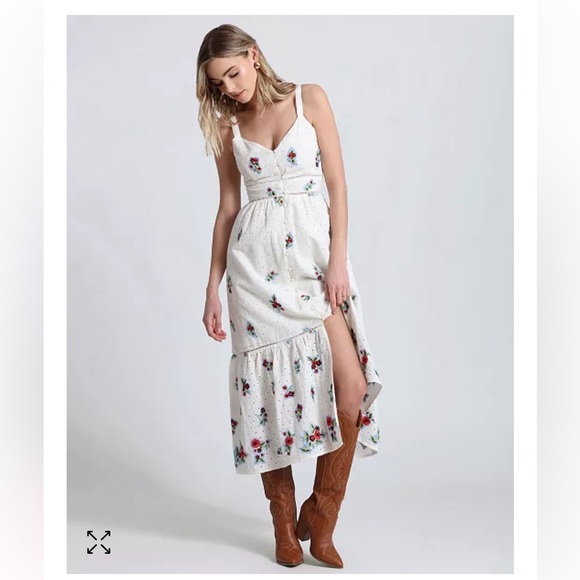 avec les filles women's cotton sleeveless eyelet maxi dress Avec Les Filles | Dresses | Avec Les Filleswomens Floral Eyelet Maxi Dress